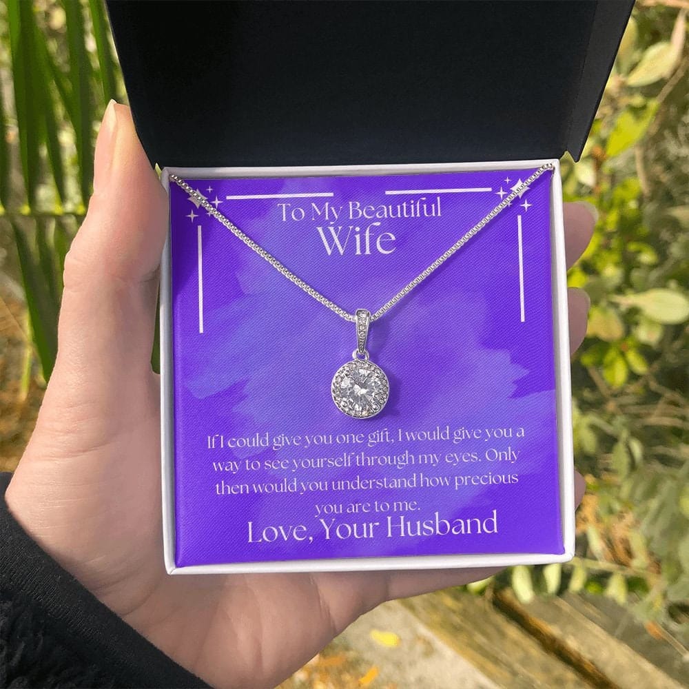 ShineOn Fulfillment Jewelry Wife Necklace, To My Beautiful Wife Necklace, Wife Gift, Valentine Gift, White Gold Necklace, Gift for Her, Free Gift Box, Free Shipping