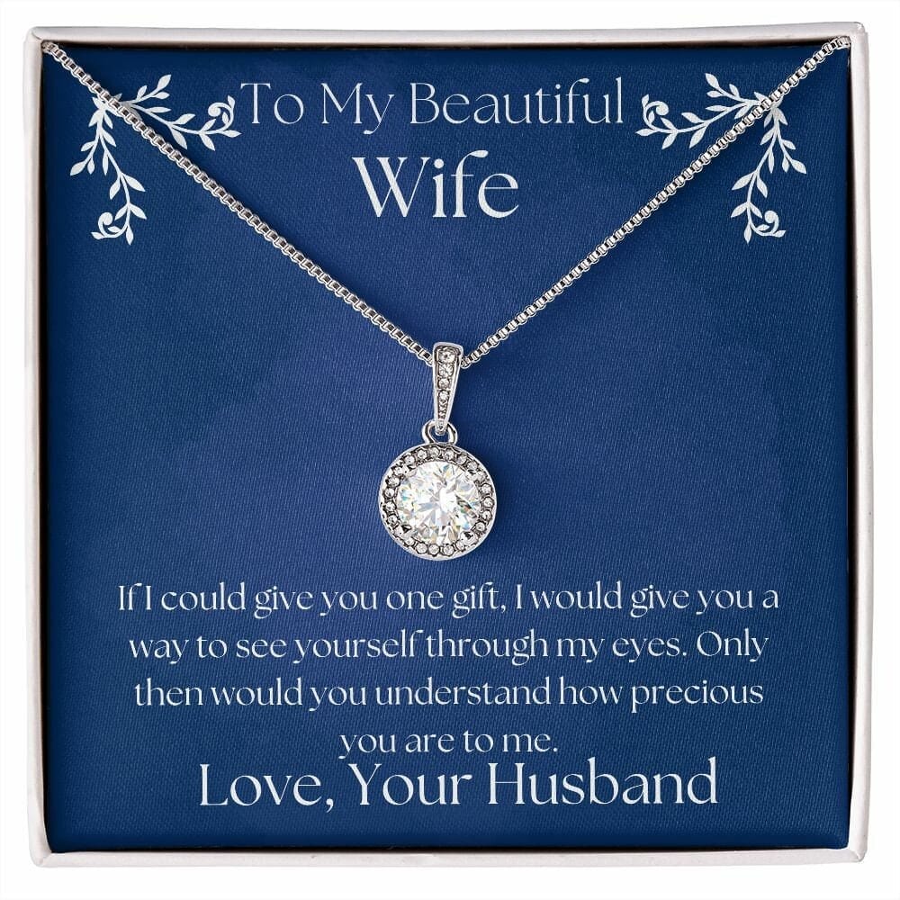 ShineOn Fulfillment Jewelry Wife Necklace, To My Beautiful Wife Necklace, Wife Gift, Valentine Gift, White Gold Necklace, Gift for Her, Free Gift Box, Free Shipping