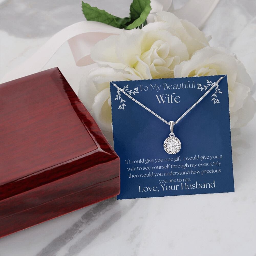 ShineOn Fulfillment Jewelry Wife Necklace, To My Beautiful Wife Necklace, Wife Gift, Valentine Gift, White Gold Necklace, Gift for Her, Free Gift Box, Free Shipping