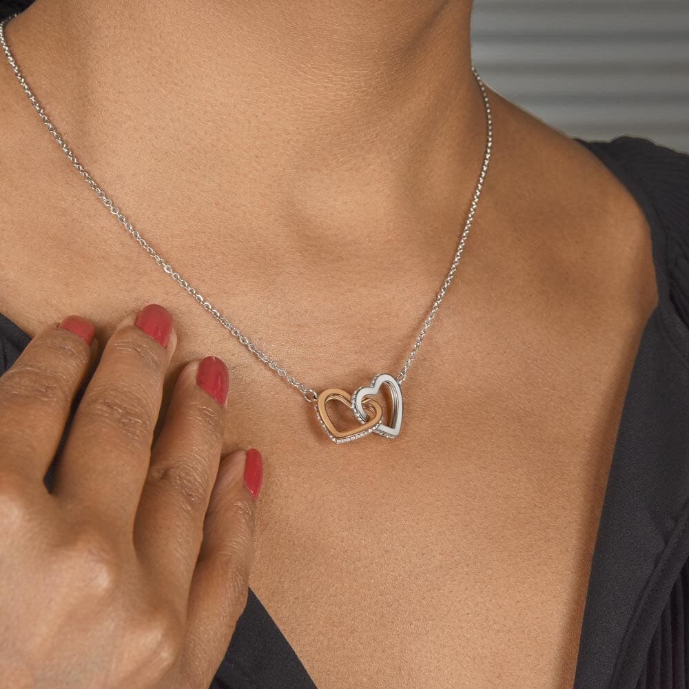 ShineOn Fulfillment Jewelry Wife Necklace, To My Beautiful Wife Necklace, Wife Gift, Interlocking Hearts, Silver and Rose Gold Necklace, Free Gift Box, Free Shipping