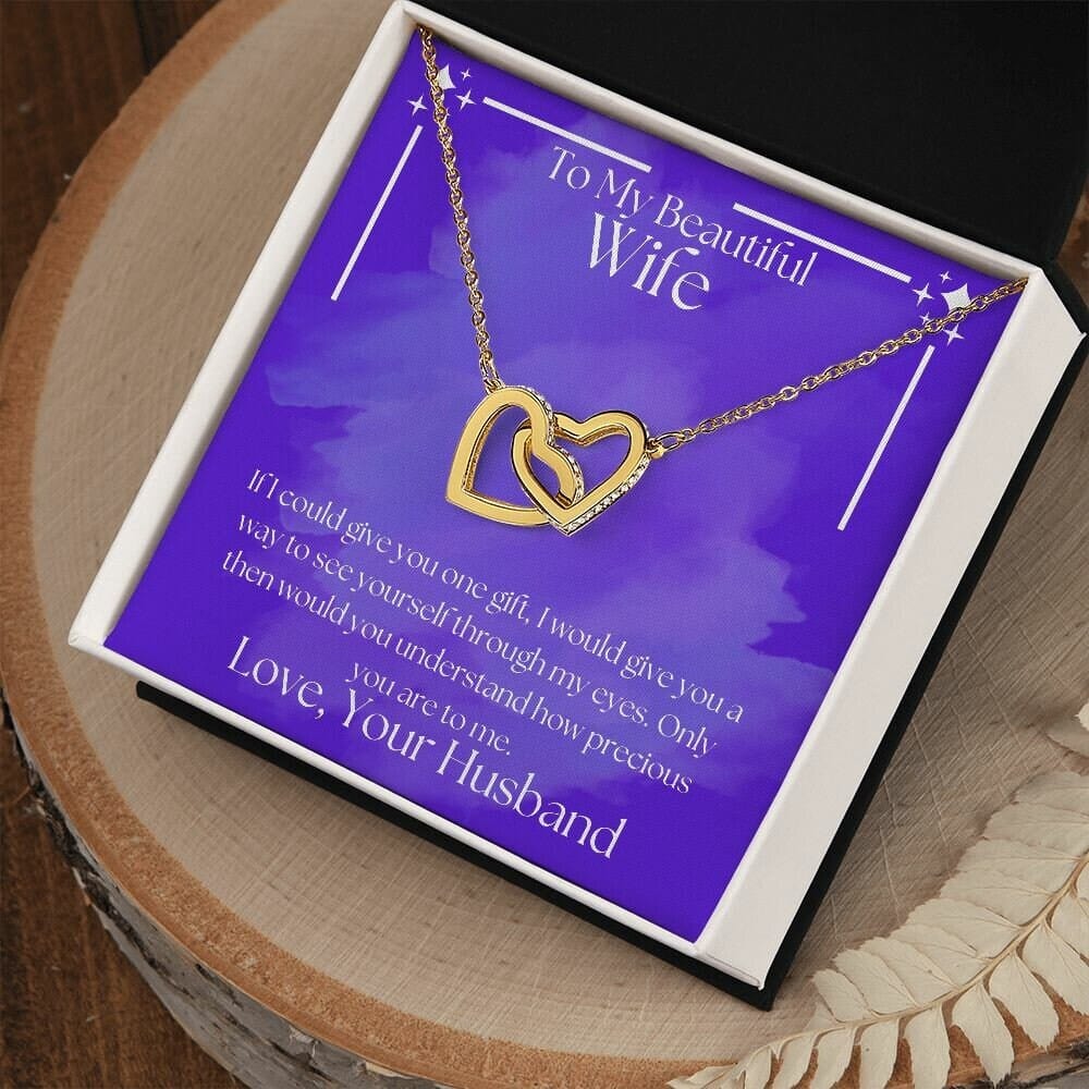 ShineOn Fulfillment Jewelry Wife Necklace, To My Beautiful Wife Necklace, Wife Gift, Interlocking Hearts, Silver and Rose Gold Necklace, Free Gift Box, Free Shipping