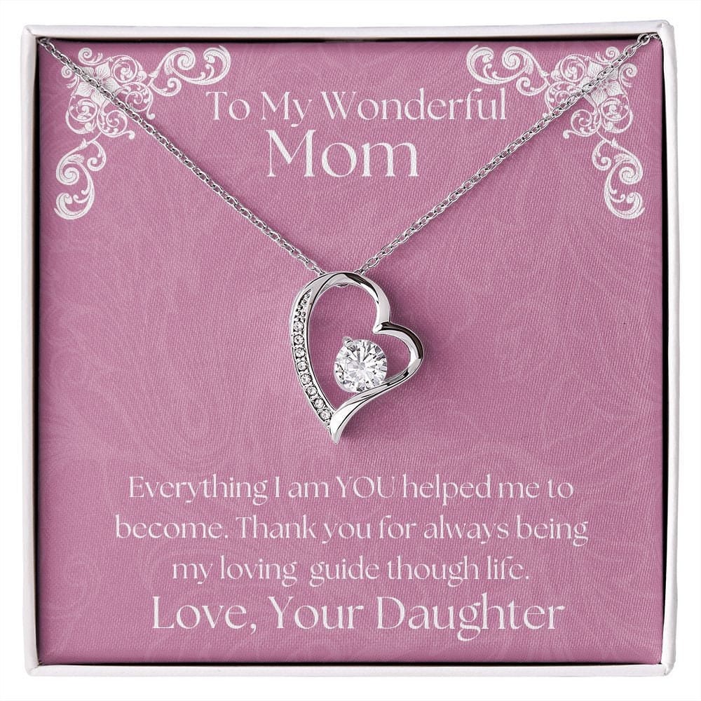 ShineOn Fulfillment Jewelry Mom Necklace, To My Wonderful Mom, Mother's Day Gift from Daughter, White Gold Necklace, Gold Necklace, Heart, Free Gift Box, Free Shipping