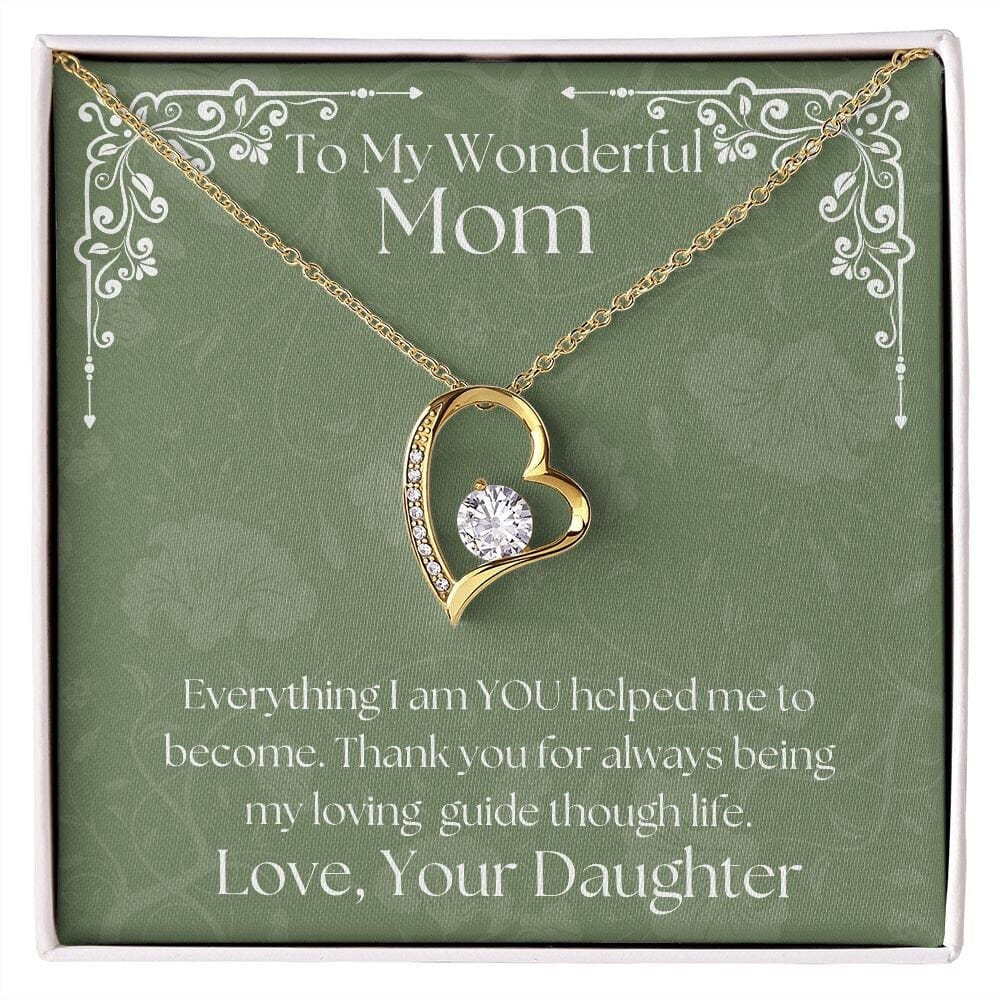 ShineOn Fulfillment Jewelry Mom Necklace, To My Wonderful Mom, Mother's Day Gift from Daughter, White Gold Necklace, Gold Necklace, Heart, Free Gift Box, Free Shipping