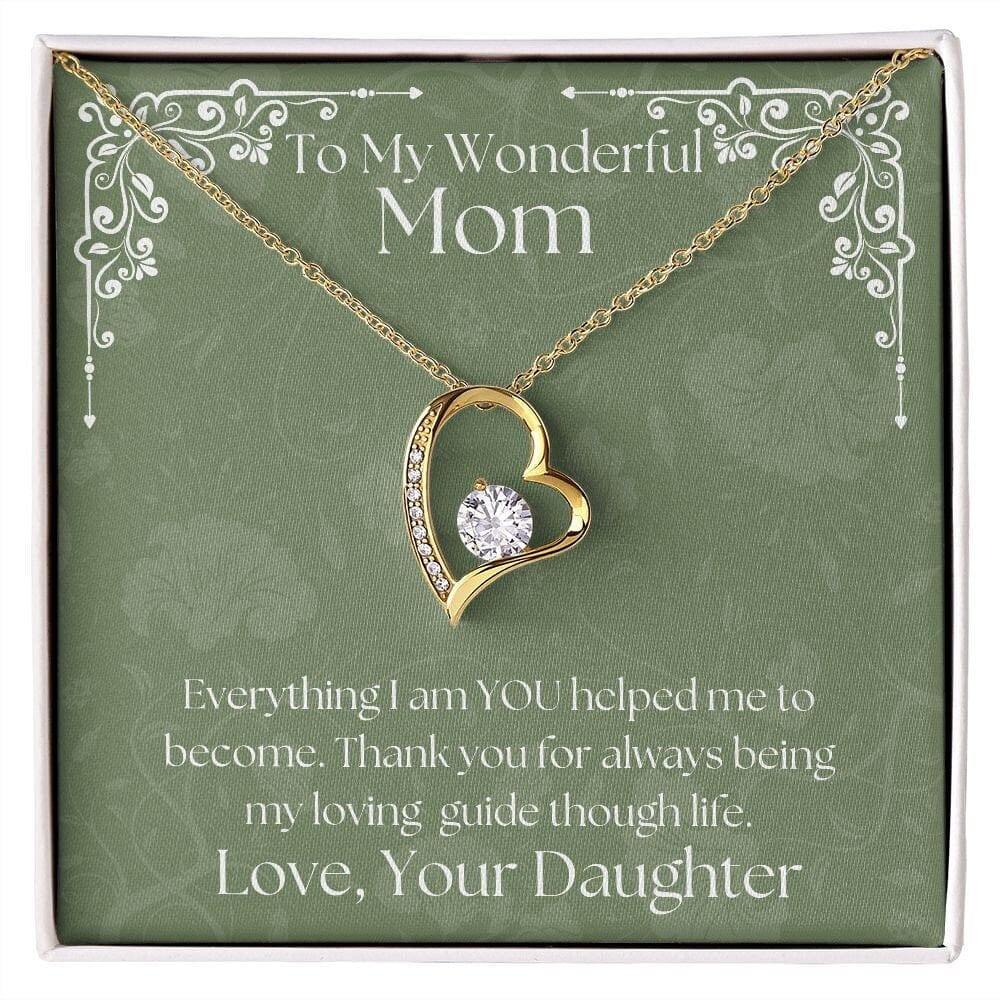 ShineOn Fulfillment Jewelry Mom Necklace, To My Wonderful Mom, Mother's Day Gift from Daughter, White Gold Necklace, Gold Necklace, Heart, Free Gift Box, Free Shipping
