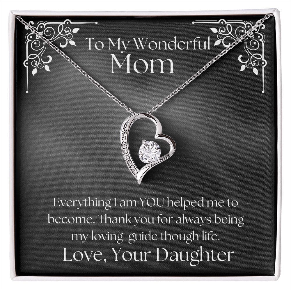 ShineOn Fulfillment Jewelry Mom Necklace, To My Wonderful Mom, Mother's Day Gift from Daughter, White Gold Necklace, Gold Necklace, Heart, Free Gift Box, Free Shipping