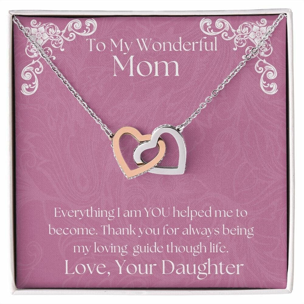 ShineOn Fulfillment Jewelry Mom Necklace, To My Wonderful Mom Necklace, Mother's Gift, Gift From Daughter, Interlocking Hearts Necklace, Free Gift Box, Free Shipping