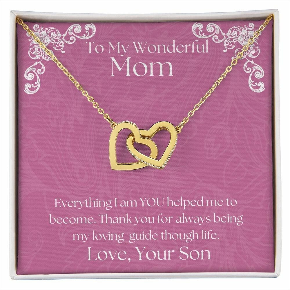 ShineOn Fulfillment Jewelry Mom Necklace, To My Wonderful Mom Necklace, Mother's Gift, Gift From Son, Interlocking Hearts Necklace, Free Gift Box, Free Shipping
