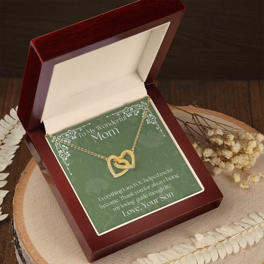 ShineOn Fulfillment Jewelry Mom Necklace, To My Wonderful Mom Necklace, Mother's Gift, Gift From Son, Interlocking Hearts Necklace, Free Gift Box, Free Shipping