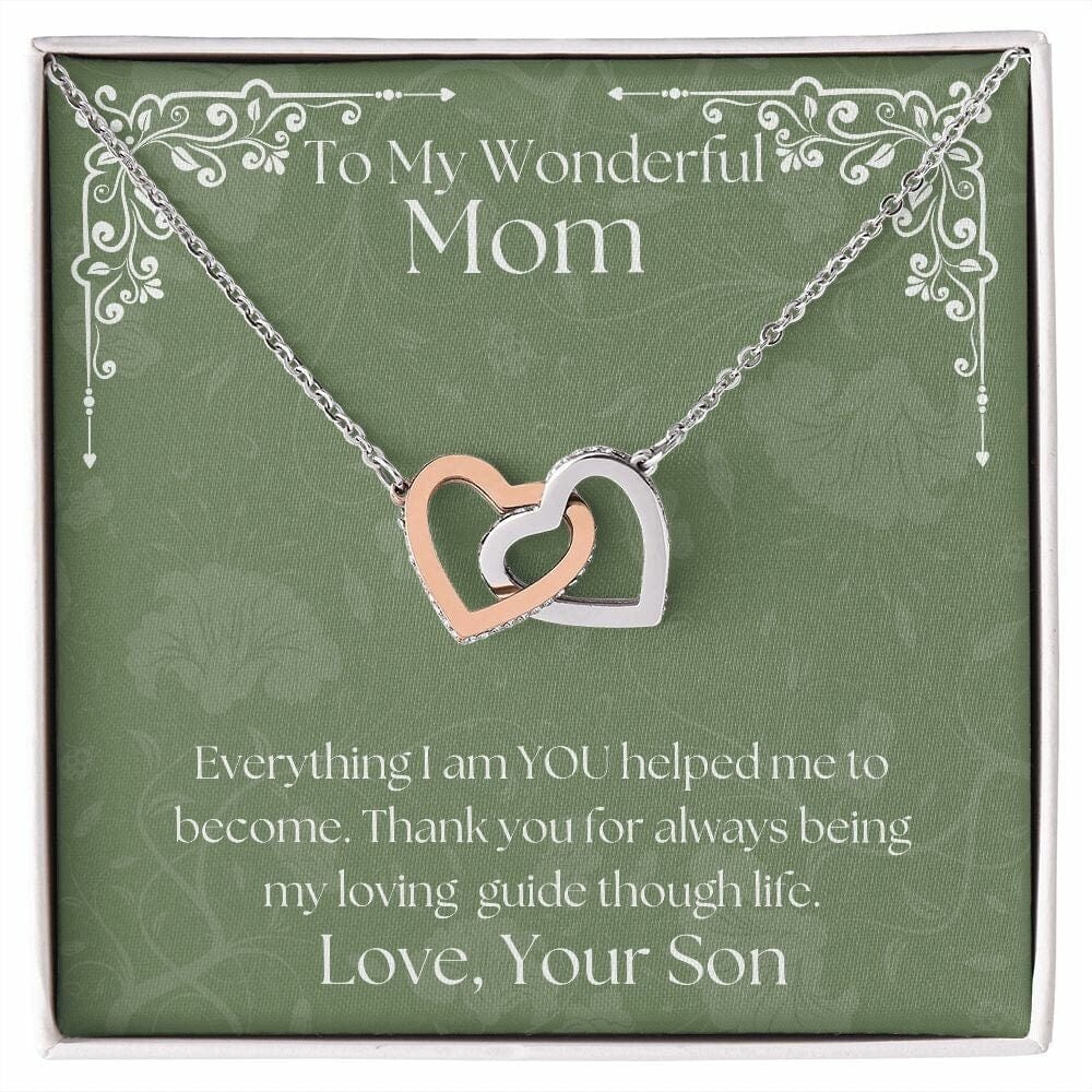 ShineOn Fulfillment Jewelry Mom Necklace, To My Wonderful Mom Necklace, Mother's Gift, Gift From Son, Interlocking Hearts Necklace, Free Gift Box, Free Shipping