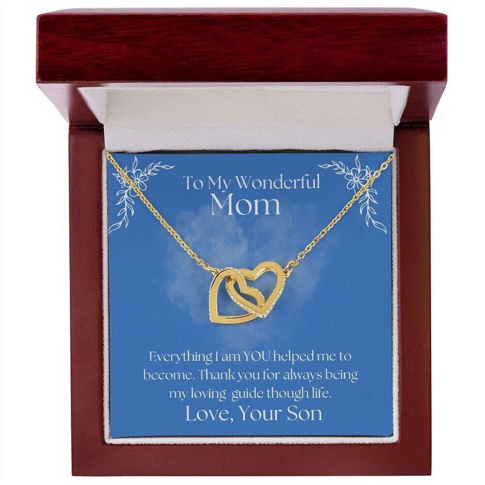 ShineOn Fulfillment Jewelry Mom Necklace, To My Wonderful Mom Necklace, Mother's Gift, Gift From Son, Interlocking Hearts Necklace, Free Gift Box, Free Shipping