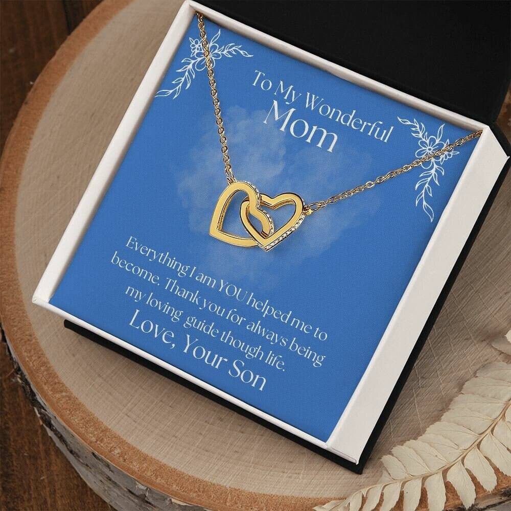 ShineOn Fulfillment Jewelry Mom Necklace, To My Wonderful Mom Necklace, Mother's Gift, Gift From Son, Interlocking Hearts Necklace, Free Gift Box, Free Shipping