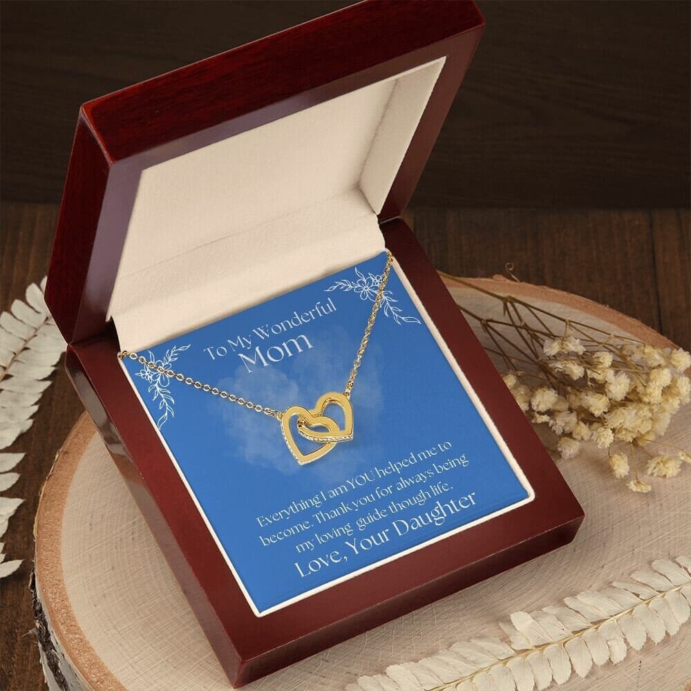 ShineOn Fulfillment Jewelry Mom Necklace, To My Wonderful Mom Necklace, Mother's Gift, Gift From Daughter, Interlocking Hearts Necklace, Free Gift Box, Free Shipping