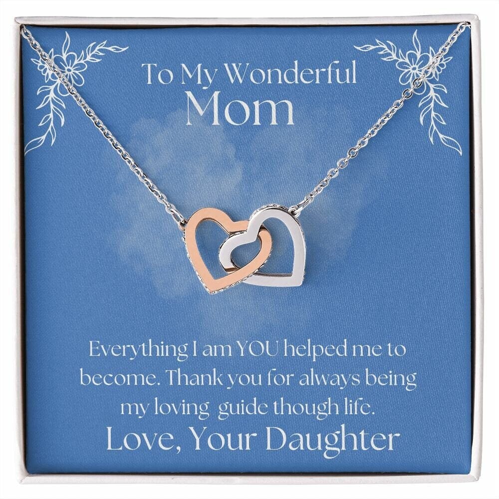 ShineOn Fulfillment Jewelry Mom Necklace, To My Wonderful Mom Necklace, Mother's Gift, Gift From Daughter, Interlocking Hearts Necklace, Free Gift Box, Free Shipping