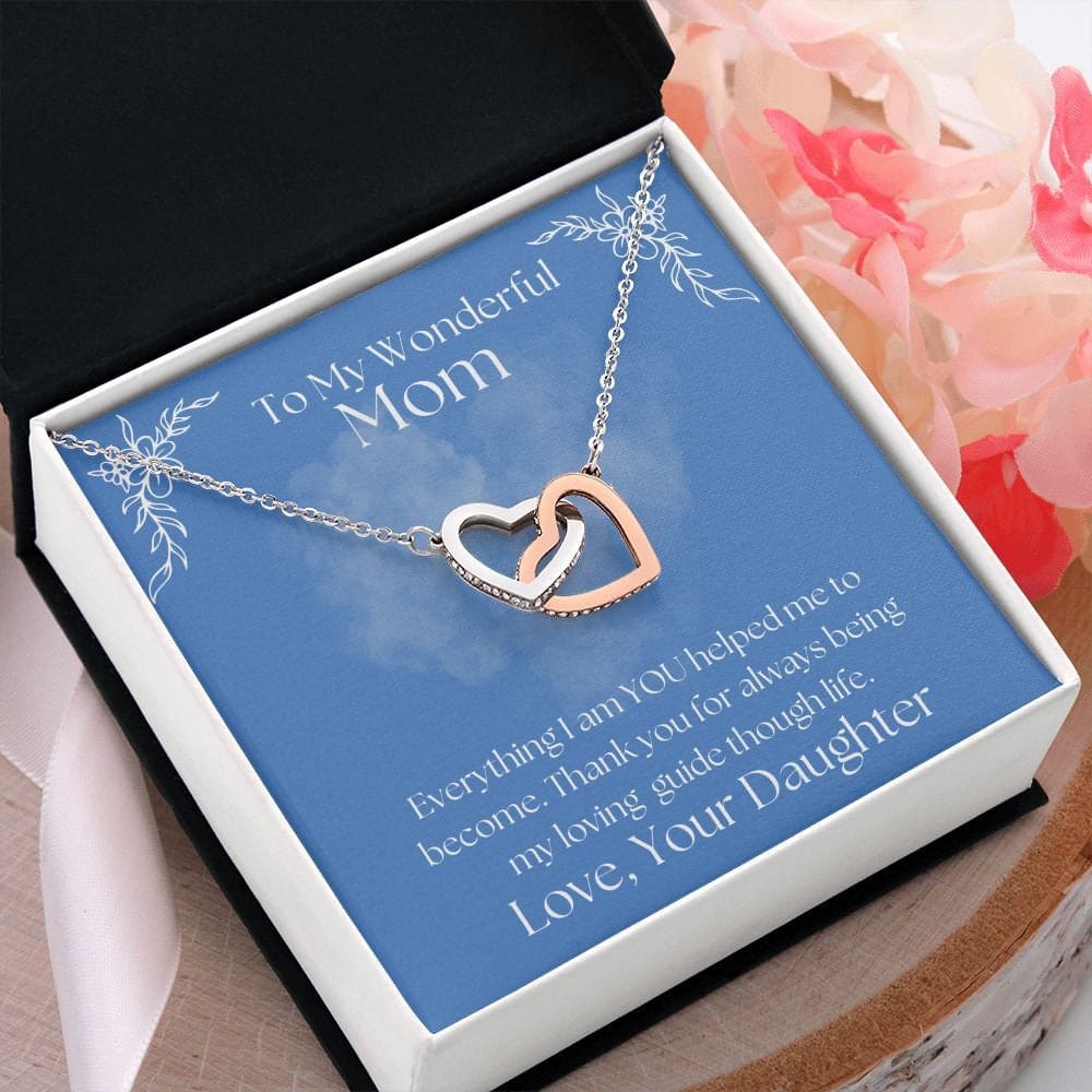 ShineOn Fulfillment Jewelry Mom Necklace, To My Wonderful Mom Necklace, Mother's Gift, Gift From Daughter, Interlocking Hearts Necklace, Free Gift Box, Free Shipping