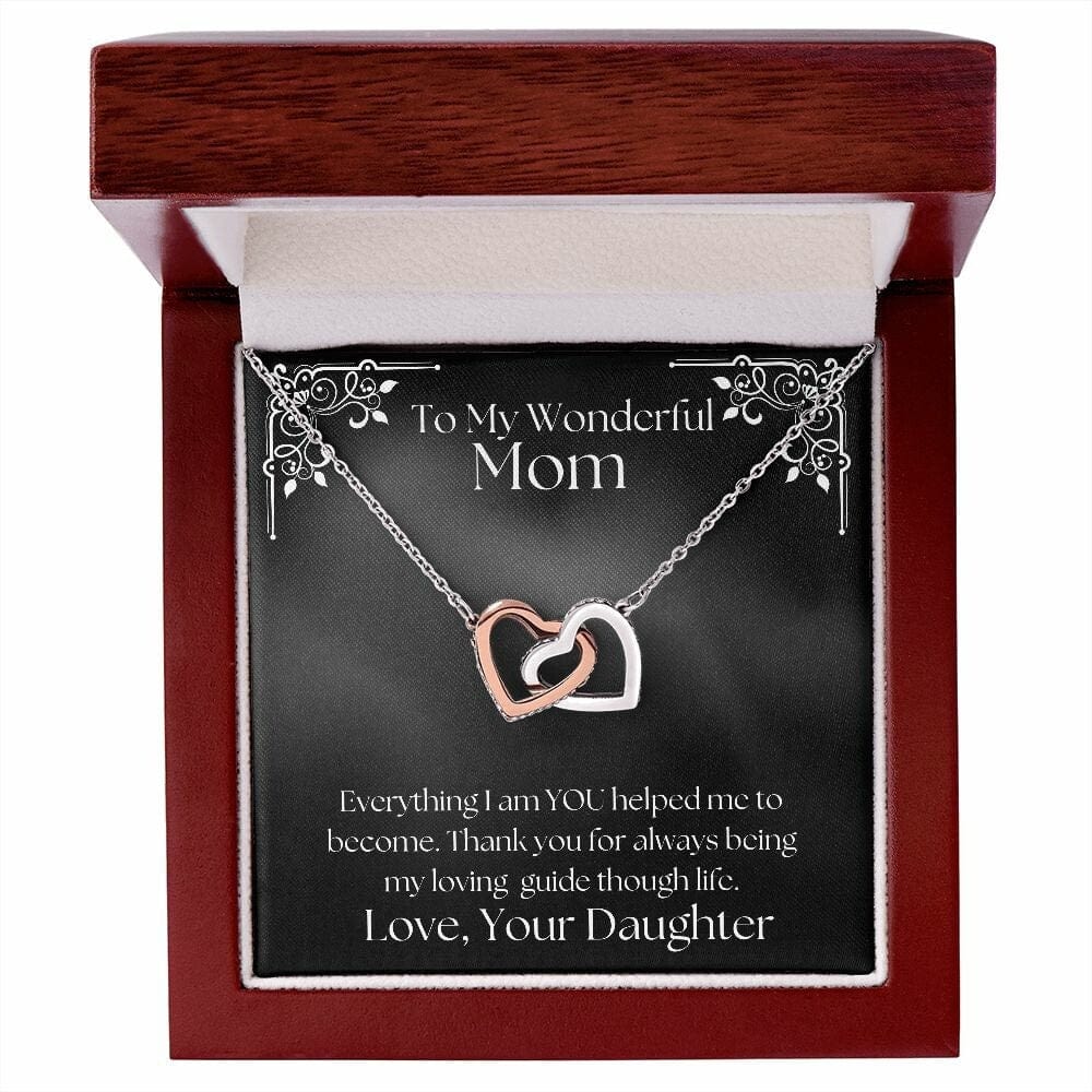 ShineOn Fulfillment Jewelry Mom Necklace, To My Wonderful Mom Necklace, Mother's Gift, Gift From Daughter, Interlocking Hearts Necklace, Free Gift Box, Free Shipping