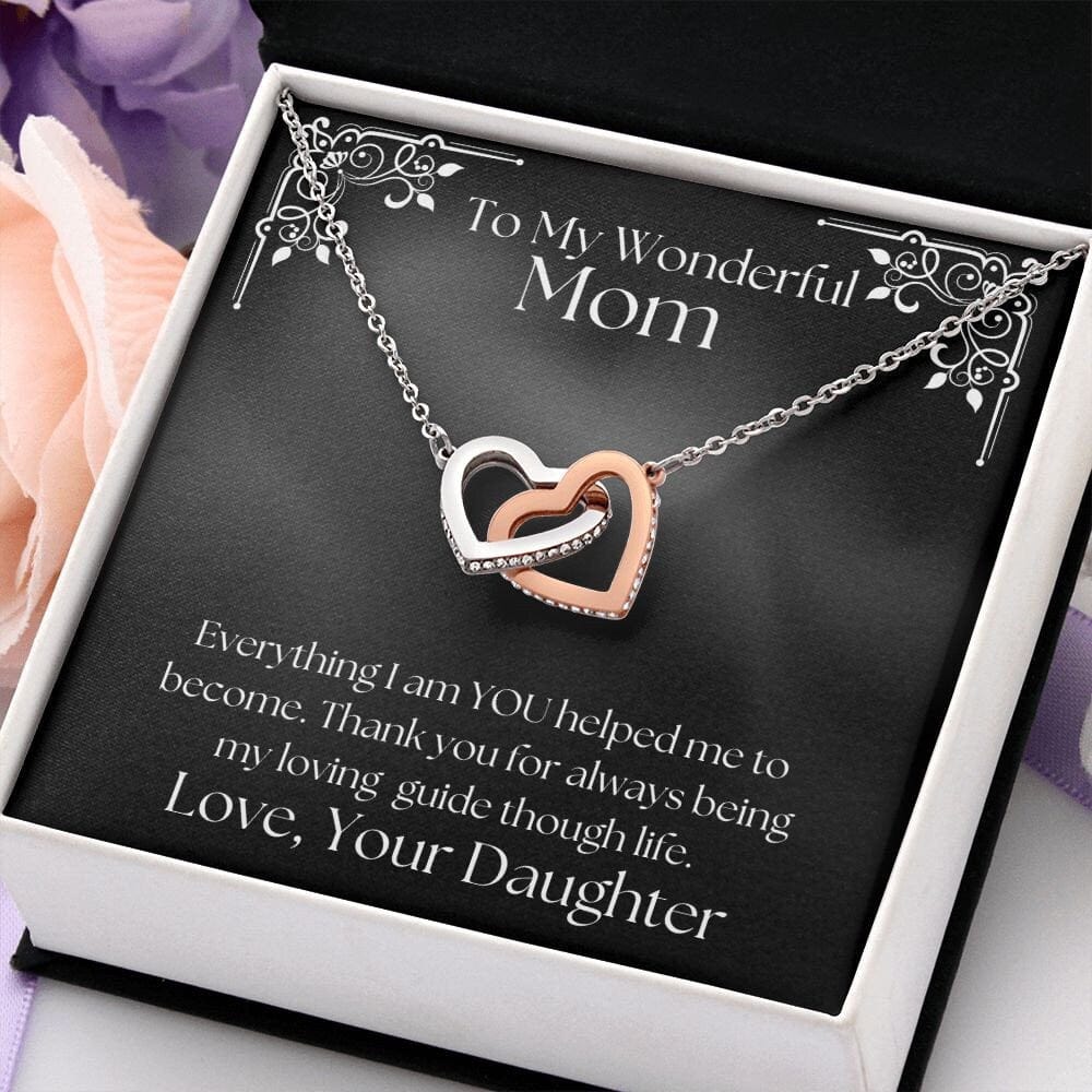 ShineOn Fulfillment Jewelry Mom Necklace, To My Wonderful Mom Necklace, Mother's Gift, Gift From Daughter, Interlocking Hearts Necklace, Free Gift Box, Free Shipping