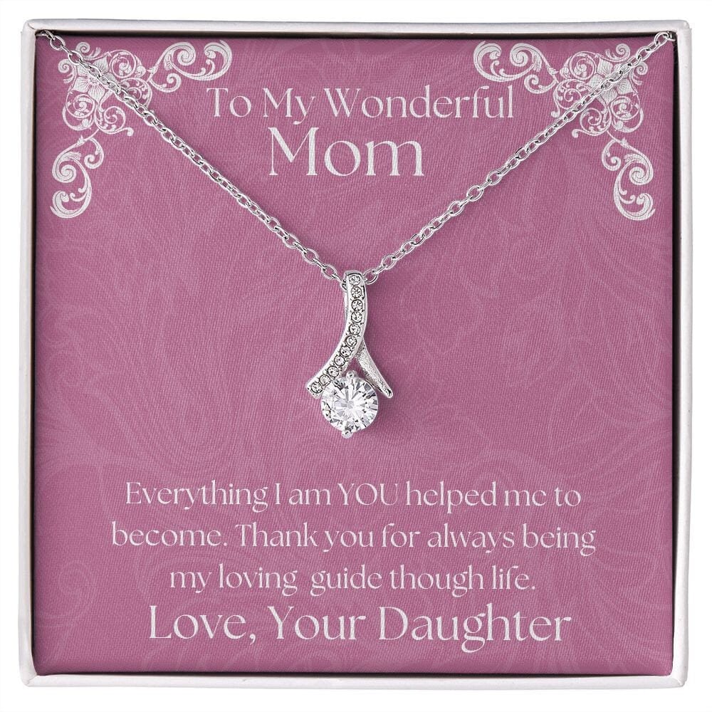 ShineOn Fulfillment Jewelry Mom Necklace, To My Mom Gift, Mother's Day Gift, Ribbon Necklace, Silver Necklace, Gold Necklace, Gift for Her, Free Gift Box, Free Shipping