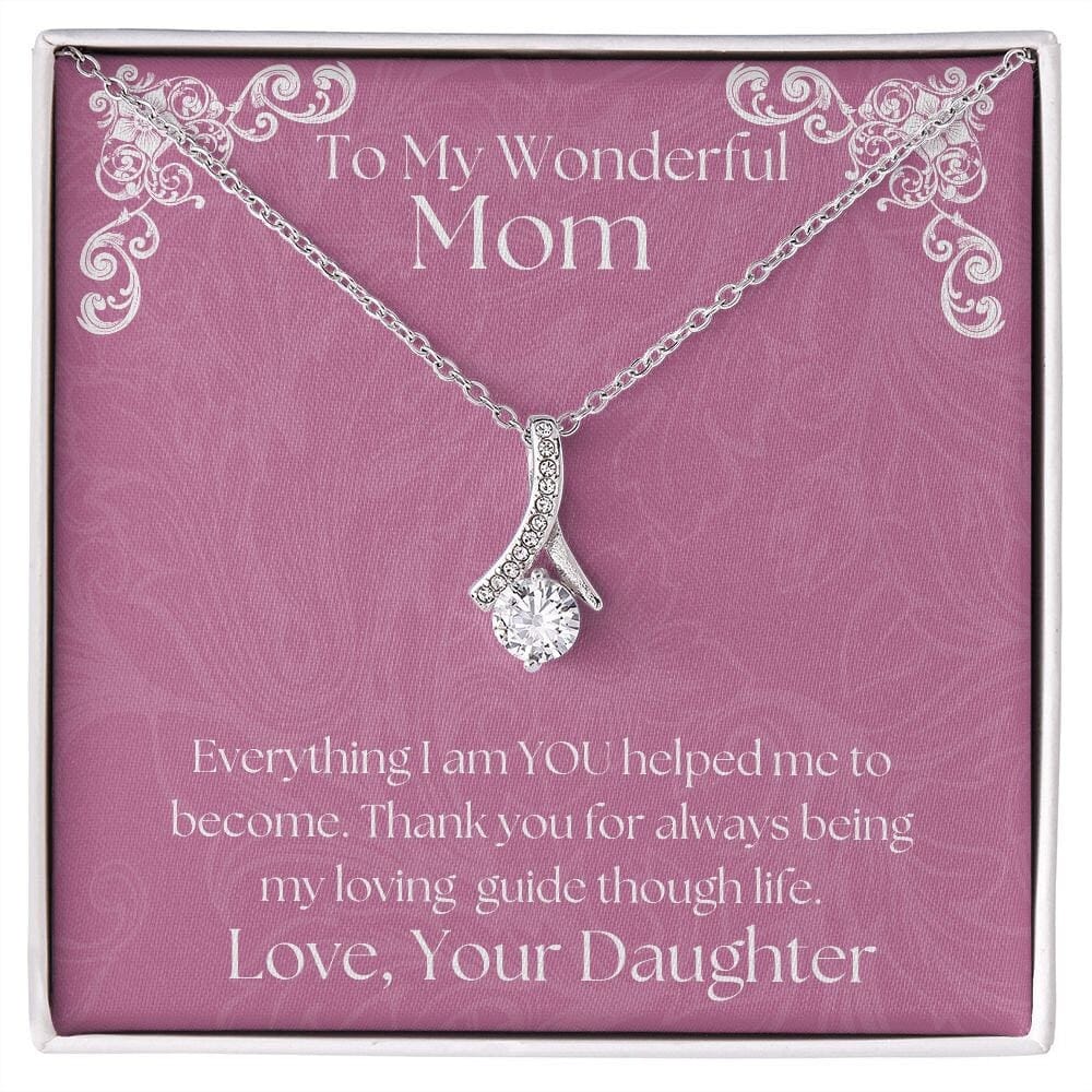 ShineOn Fulfillment Jewelry Mom Necklace, To My Mom Gift, Mother's Day Gift, Ribbon Necklace, Silver Necklace, Gold Necklace, Gift for Her, Free Gift Box, Free Shipping
