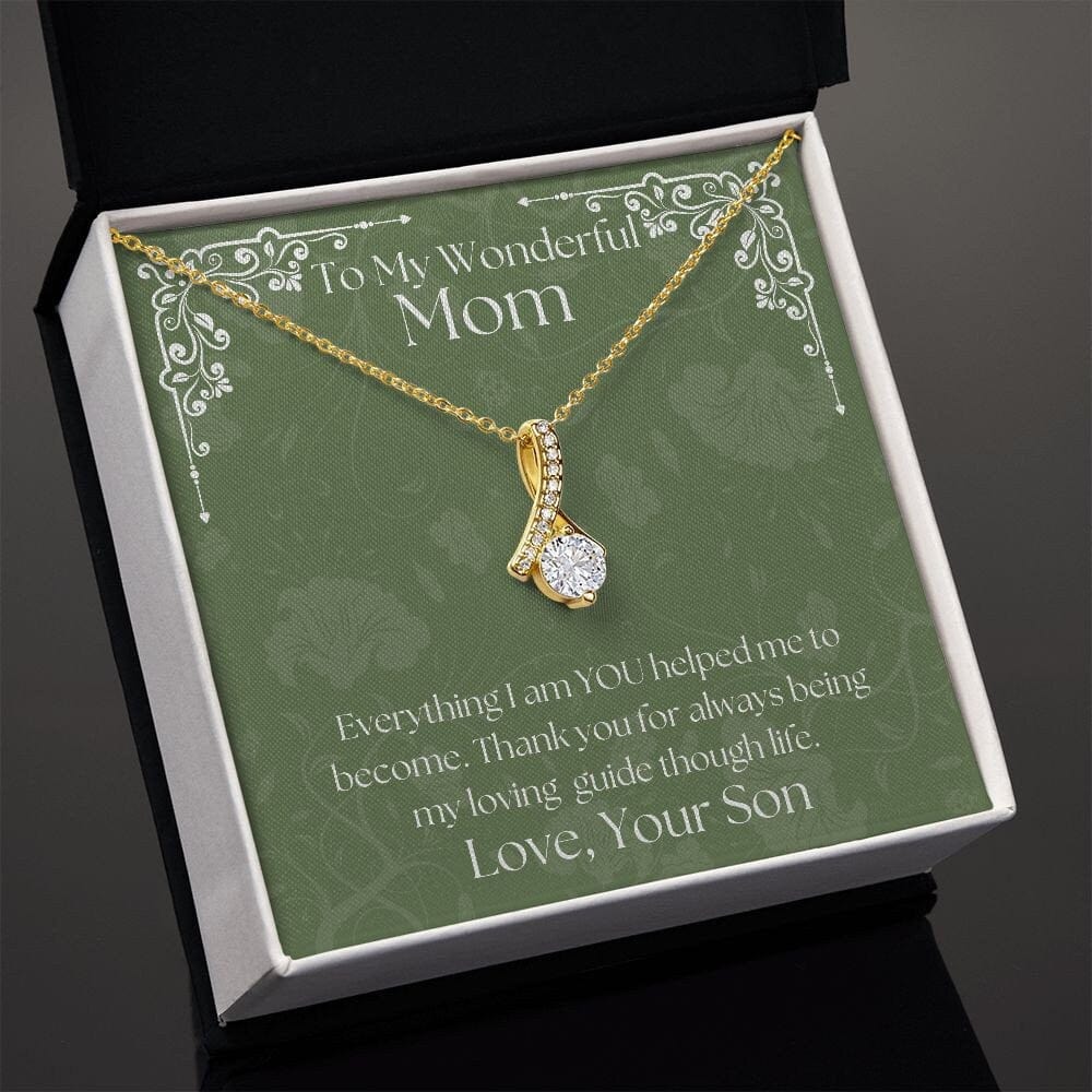 ShineOn Fulfillment Jewelry Mom Necklace, To My Mom Gift, Mother's Day Gift, Ribbon Necklace, Silver Necklace, Gold Necklace, Gift for Her, Free Gift Box, Free Shipping