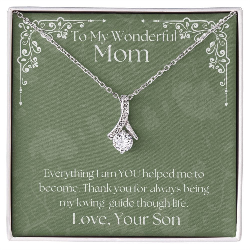 ShineOn Fulfillment Jewelry Mom Necklace, To My Mom Gift, Mother's Day Gift, Ribbon Necklace, Silver Necklace, Gold Necklace, Gift for Her, Free Gift Box, Free Shipping