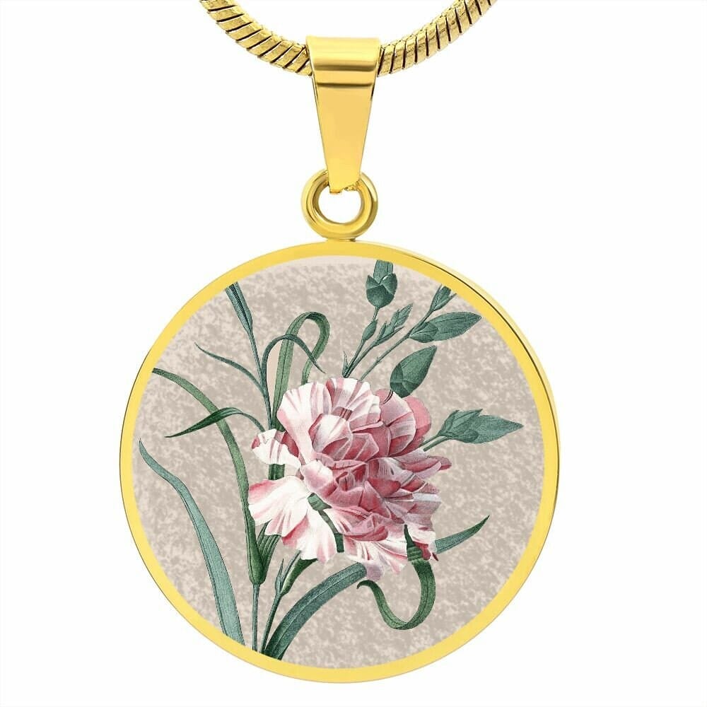 ShineOn Fulfillment Jewelry Personalized Carnation Flower Art, Custom Pendant with Luxury Necklace - Personalized Engraving Available, Gift Box Included, Free Shipping