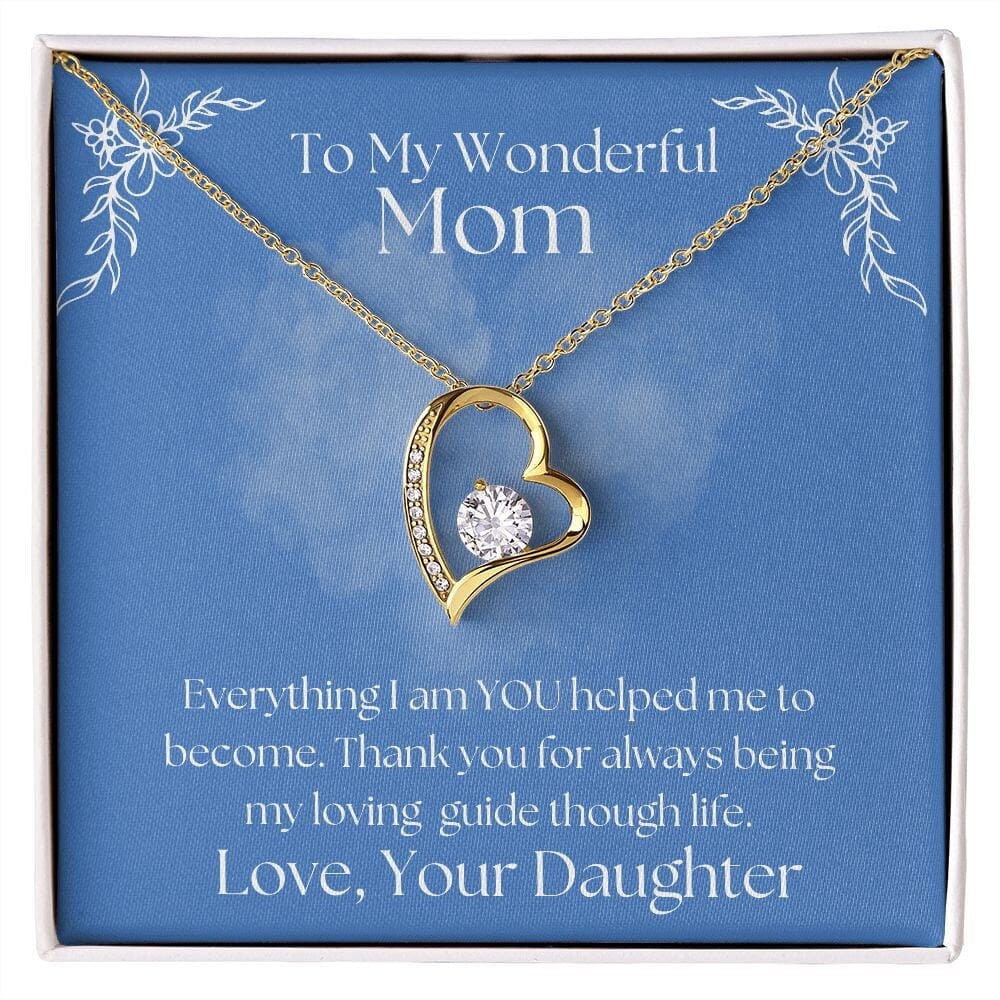 ShineOn Fulfillment Jewelry Mom Necklace, To My Wonderful Mom, Mother's Day Gift from Daughter, White Gold Necklace, Gold Necklace, Heart, Free Gift Box, Free Shipping
