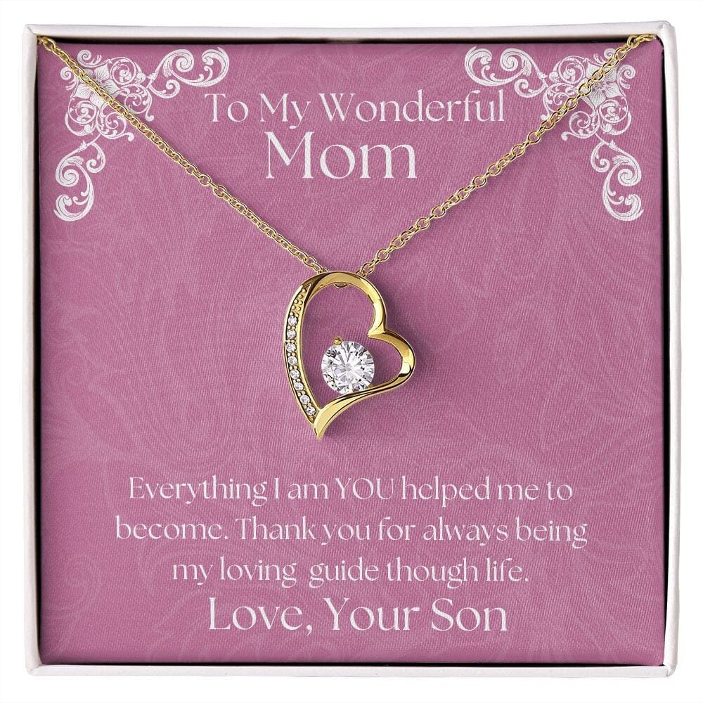 ShineOn Fulfillment Jewelry Mom Necklace, To My Wonderful Mom, Mother's Day Gift from Son, White Gold Necklace, Gold Necklace, Heart, Free Gift Box, Free Shipping