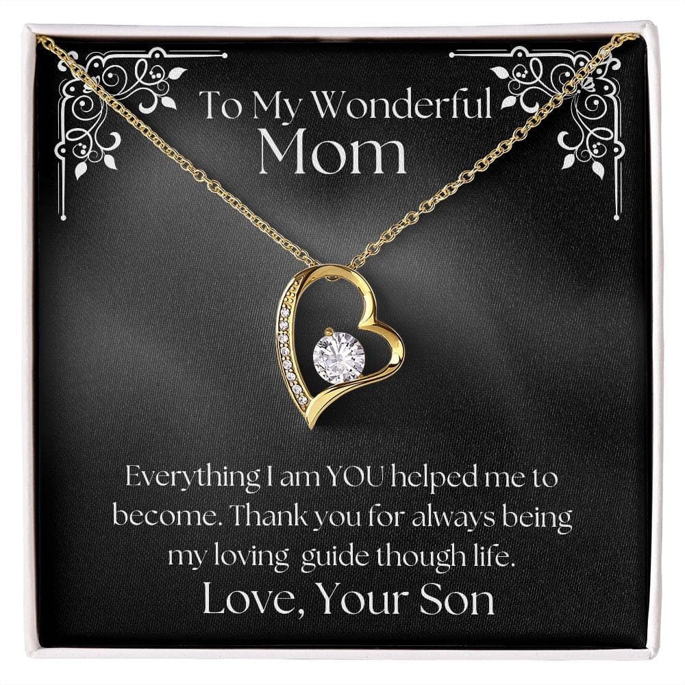 ShineOn Fulfillment Jewelry Mom Necklace, To My Wonderful Mom, Mother's Day Gift from Son, White Gold Necklace, Gold Necklace, Heart, Free Gift Box, Free Shipping