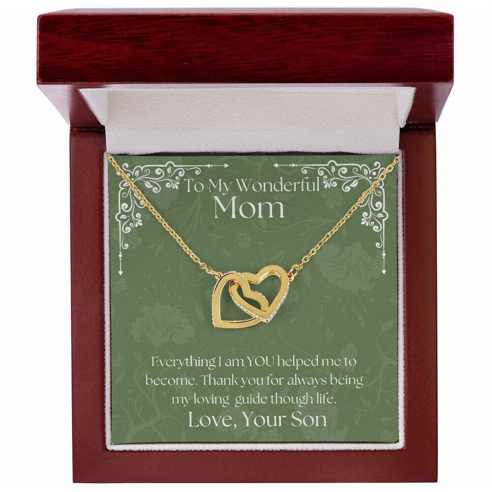 ShineOn Fulfillment Jewelry Mom Necklace, To My Wonderful Mom Necklace, Mother's Gift, Gift From Son, Interlocking Hearts Necklace, Free Gift Box, Free Shipping