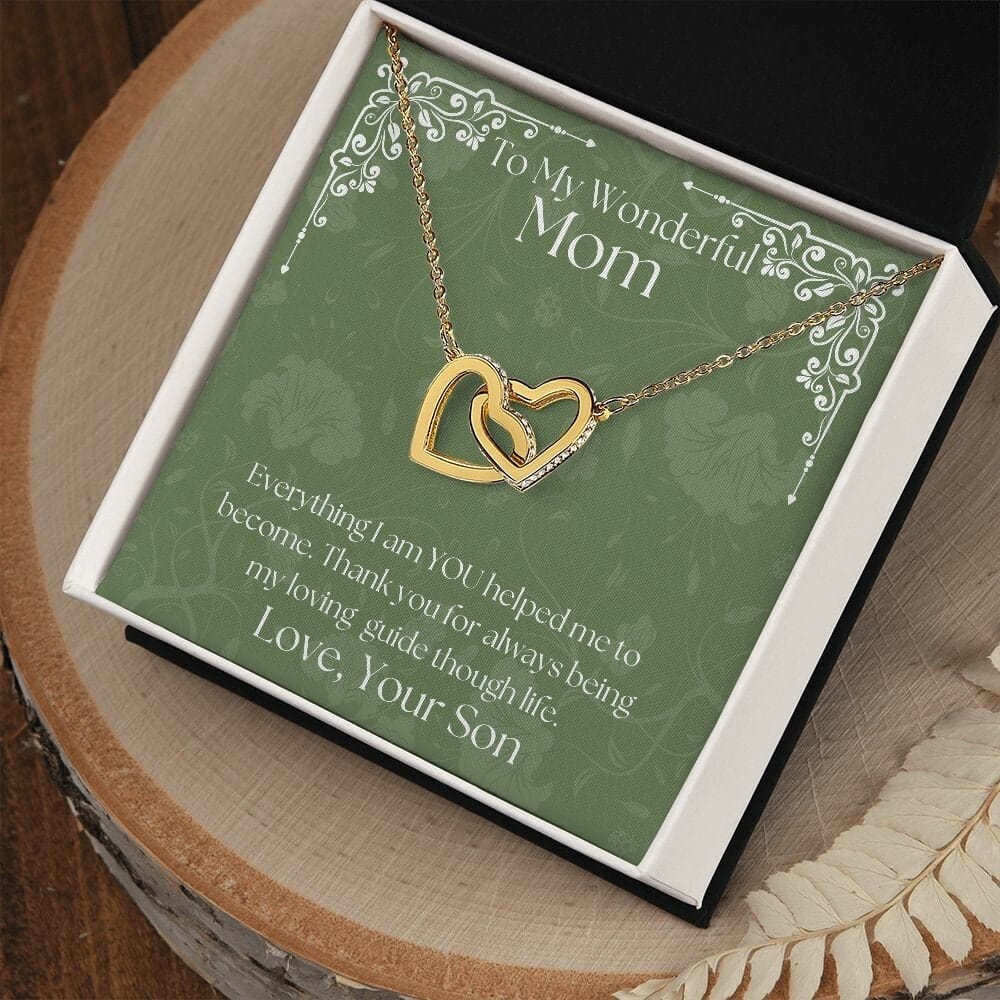 ShineOn Fulfillment Jewelry Mom Necklace, To My Wonderful Mom Necklace, Mother's Gift, Gift From Son, Interlocking Hearts Necklace, Free Gift Box, Free Shipping