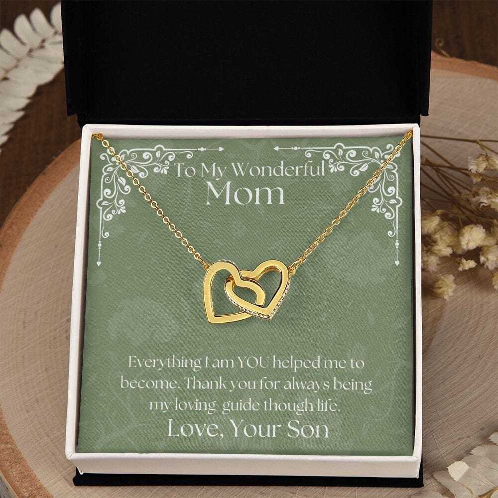 ShineOn Fulfillment Jewelry Mom Necklace, To My Wonderful Mom Necklace, Mother's Gift, Gift From Son, Interlocking Hearts Necklace, Free Gift Box, Free Shipping