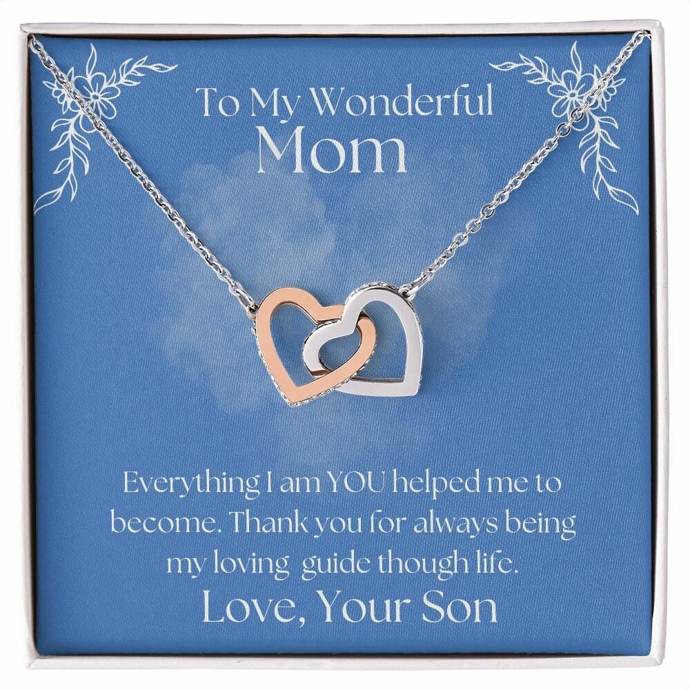 ShineOn Fulfillment Jewelry Mom Necklace, To My Wonderful Mom Necklace, Mother's Gift, Gift From Son, Interlocking Hearts Necklace, Free Gift Box, Free Shipping