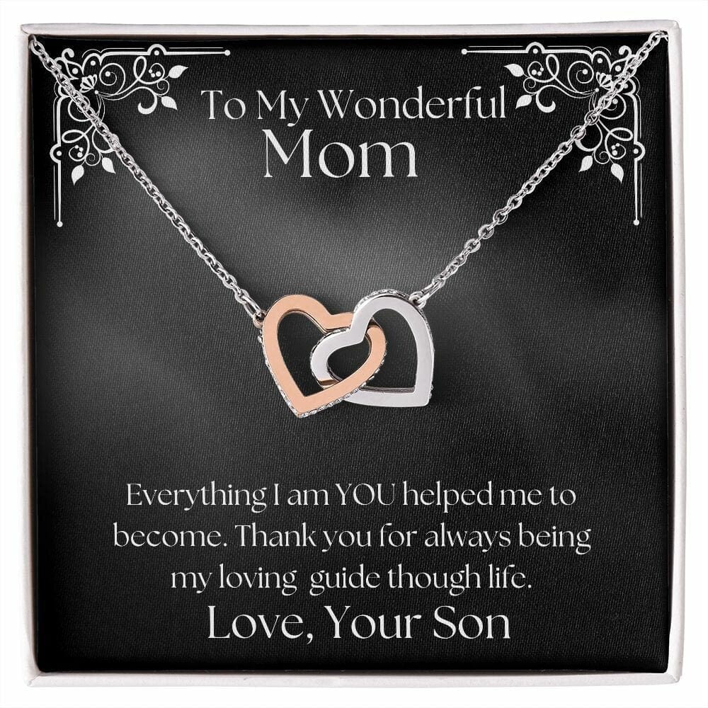 ShineOn Fulfillment Jewelry Mom Necklace, To My Wonderful Mom Necklace, Mother's Gift, Gift From Son, Interlocking Hearts Necklace, Free Gift Box, Free Shipping