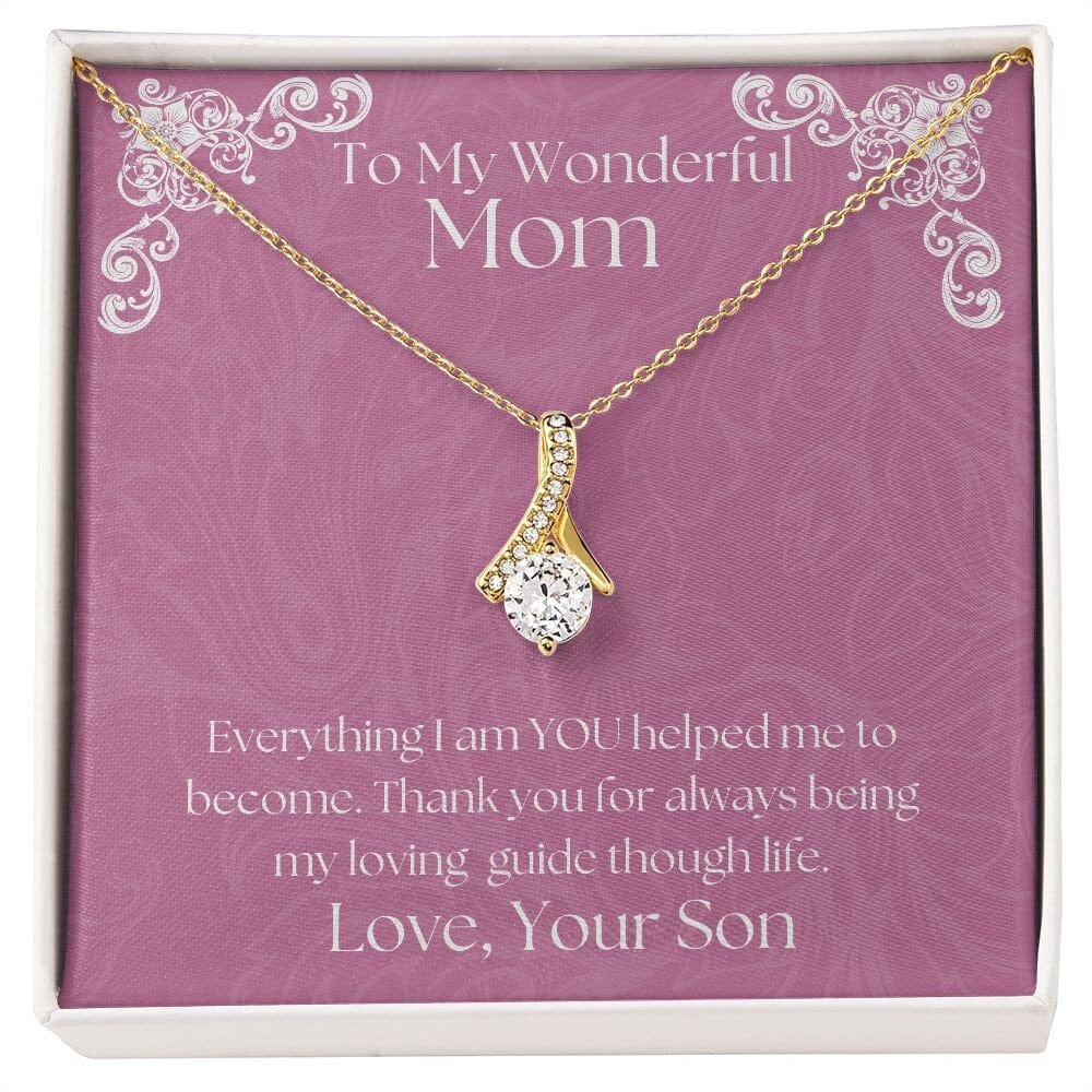 ShineOn Fulfillment Jewelry Mom Necklace, To My Mom Gift, Mother's Day Gift, Ribbon Necklace, Silver Necklace, Gold Necklace, Gift for Her, Free Gift Box, Free Shipping
