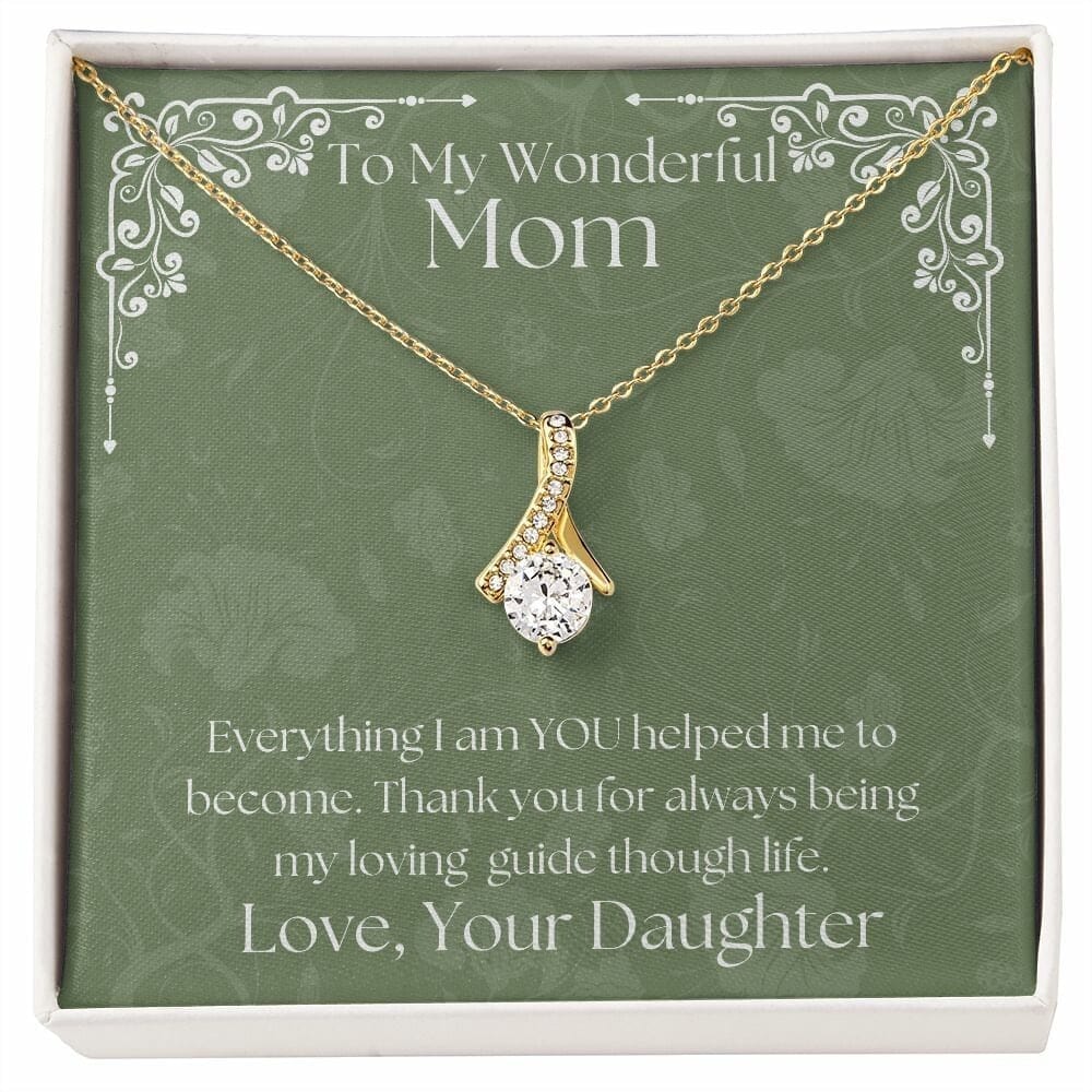 ShineOn Fulfillment Jewelry Mom Necklace, To My Mom Gift, Mother's Day Gift, Ribbon Necklace, Silver Necklace, Gold Necklace, Gift for Her, Free Gift Box, Free Shipping