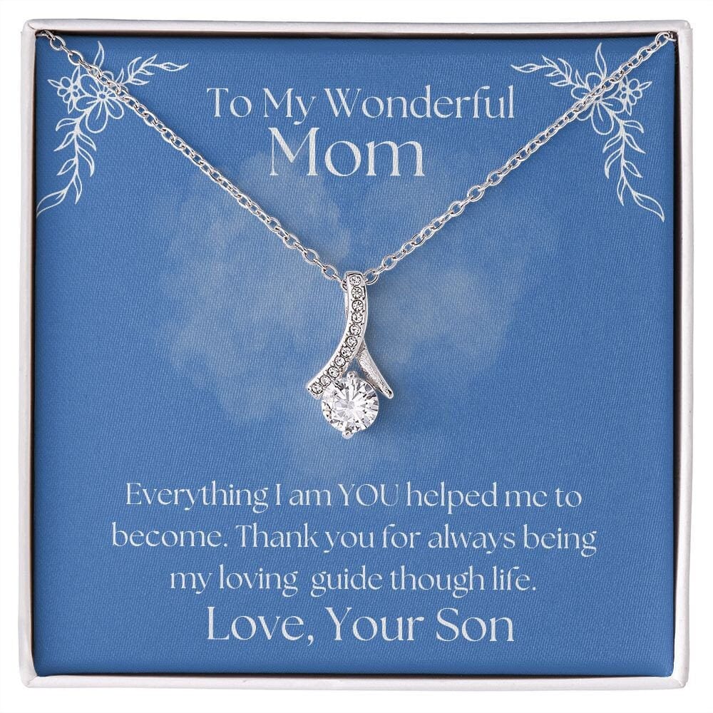 ShineOn Fulfillment Jewelry Mom Necklace, To My Mom Gift, Mother's Day Gift, Ribbon Necklace, Silver Necklace, Gold Necklace, Gift for Her, Free Gift Box, Free Shipping