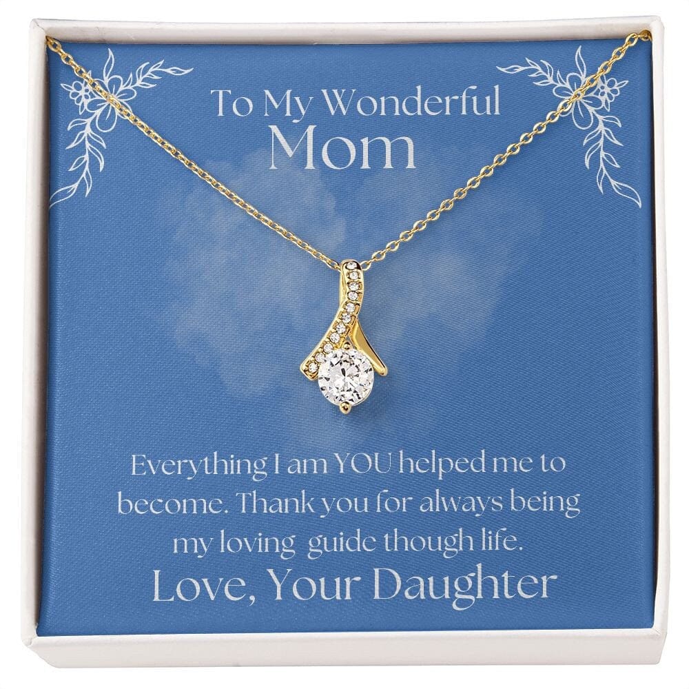 ShineOn Fulfillment Jewelry Mom Necklace, To My Mom Gift, Mother's Day Gift, Ribbon Necklace, Silver Necklace, Gold Necklace, Gift for Her, Free Gift Box, Free Shipping