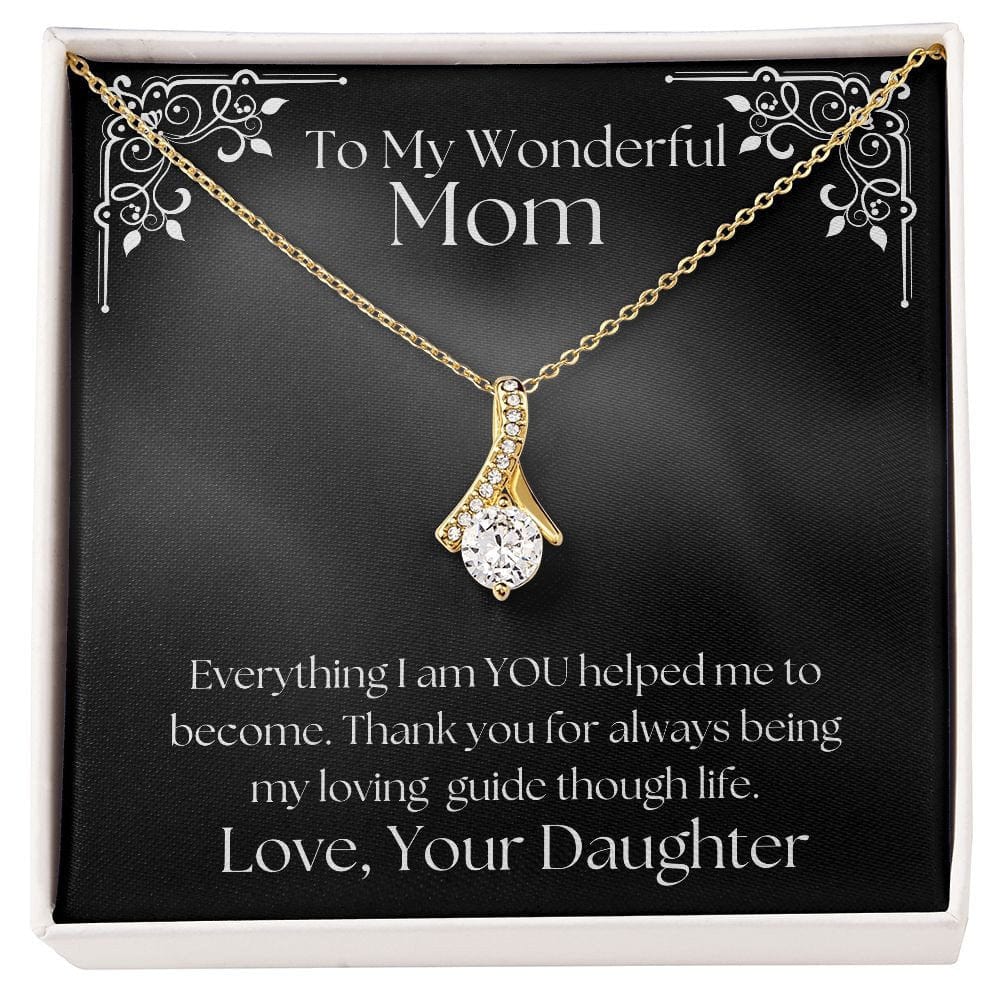 ShineOn Fulfillment Jewelry Mom Necklace, To My Mom Gift, Mother's Day Gift, Ribbon Necklace, Silver Necklace, Gold Necklace, Gift for Her, Free Gift Box, Free Shipping