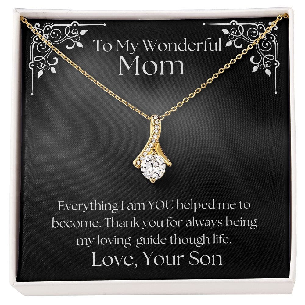 ShineOn Fulfillment Jewelry Mom Necklace, To My Mom Gift, Mother's Day Gift, Ribbon Necklace, Silver Necklace, Gold Necklace, Gift for Her, Free Gift Box, Free Shipping