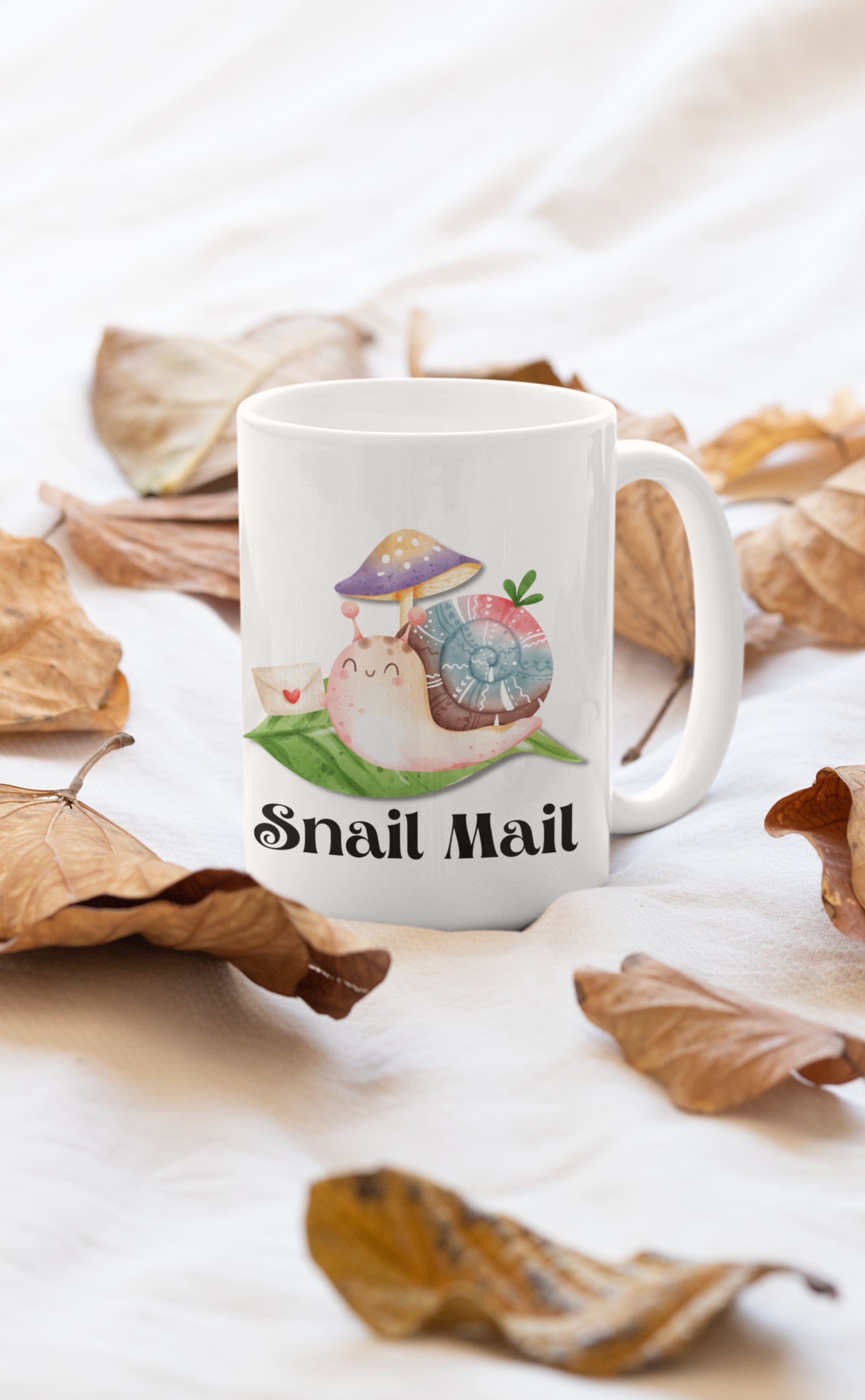Printify Mug 11oz Coffee Mug, "Snail Mail" White 11oz Ceramic Mug , Gift for Her, Humorous Mug, Humorous Gift, Funny Mug, Free Shipping 27572873464167659605