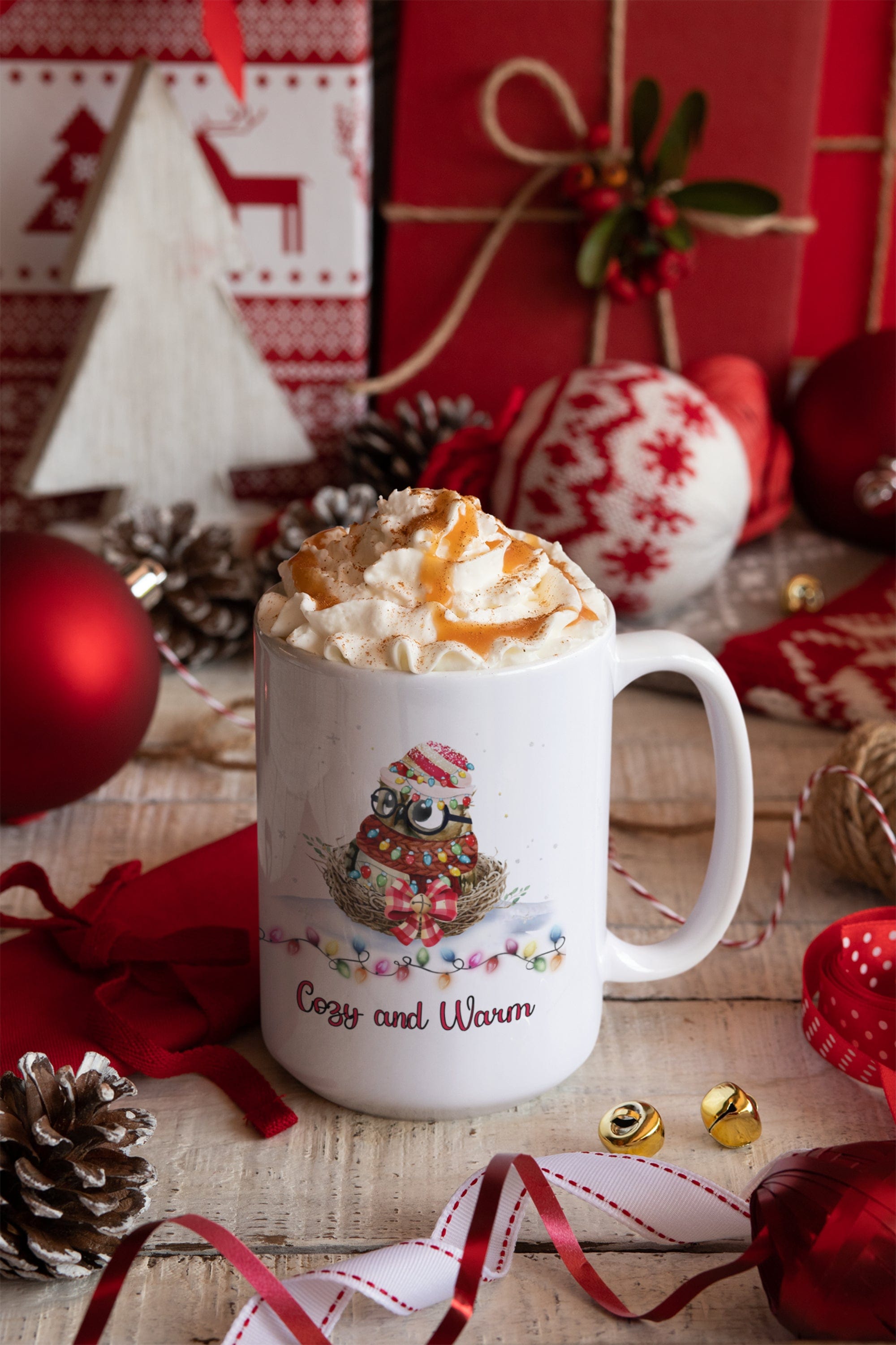 Printify Mug 15oz Coffee Mug, Owl in Nest, Owl Coffee mug, Christmas Coffee Mug Gift , White 15 oz Ceramic, Gift for Her, Cute Mug, Free Shipping 17181274095613603937