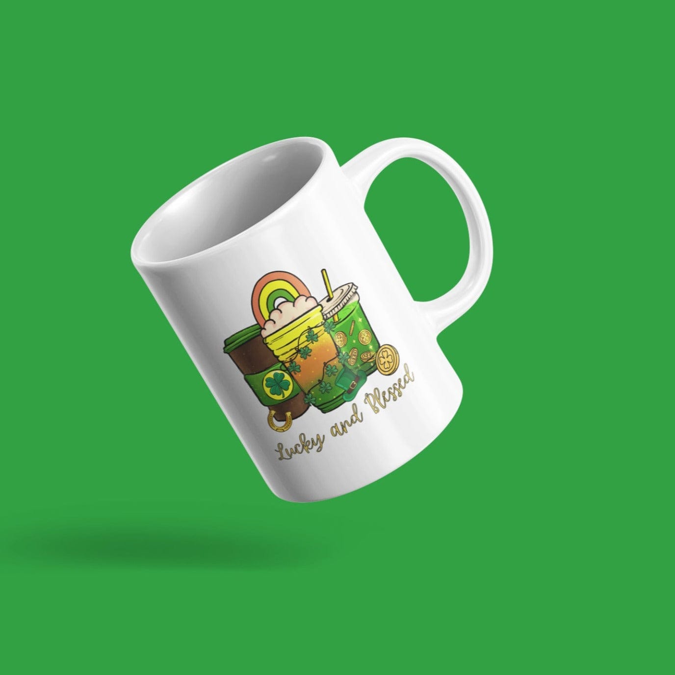 Printify Mug 11oz Coffee Mug, St. Patrick's Day Coffee Mug, St Patrick's Day Gift, Birthday Gift, Lucky Mug, White 11 oz Ceramic, Gift for Her, Free Shipping 26433396330670443105