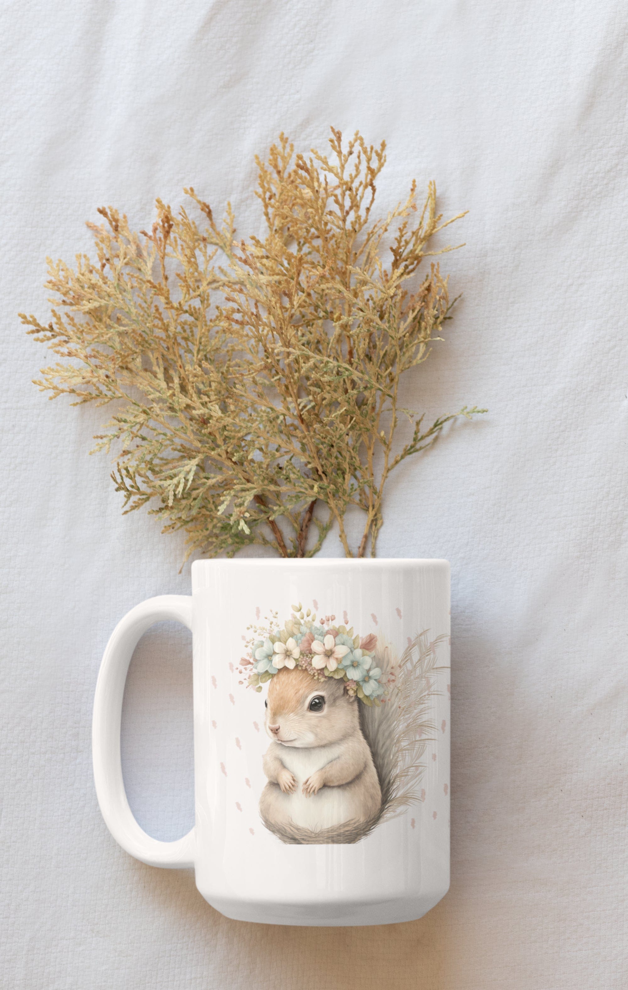 Printify Mug 15oz Coffee Mug, Squirrel Coffee Mug, Squirrel Gift, Cottegecore Mug, Birthday Gift, Boho Mug, White 15 oz Ceramic, Gift for Her, Free Shipping 15173126082034148322