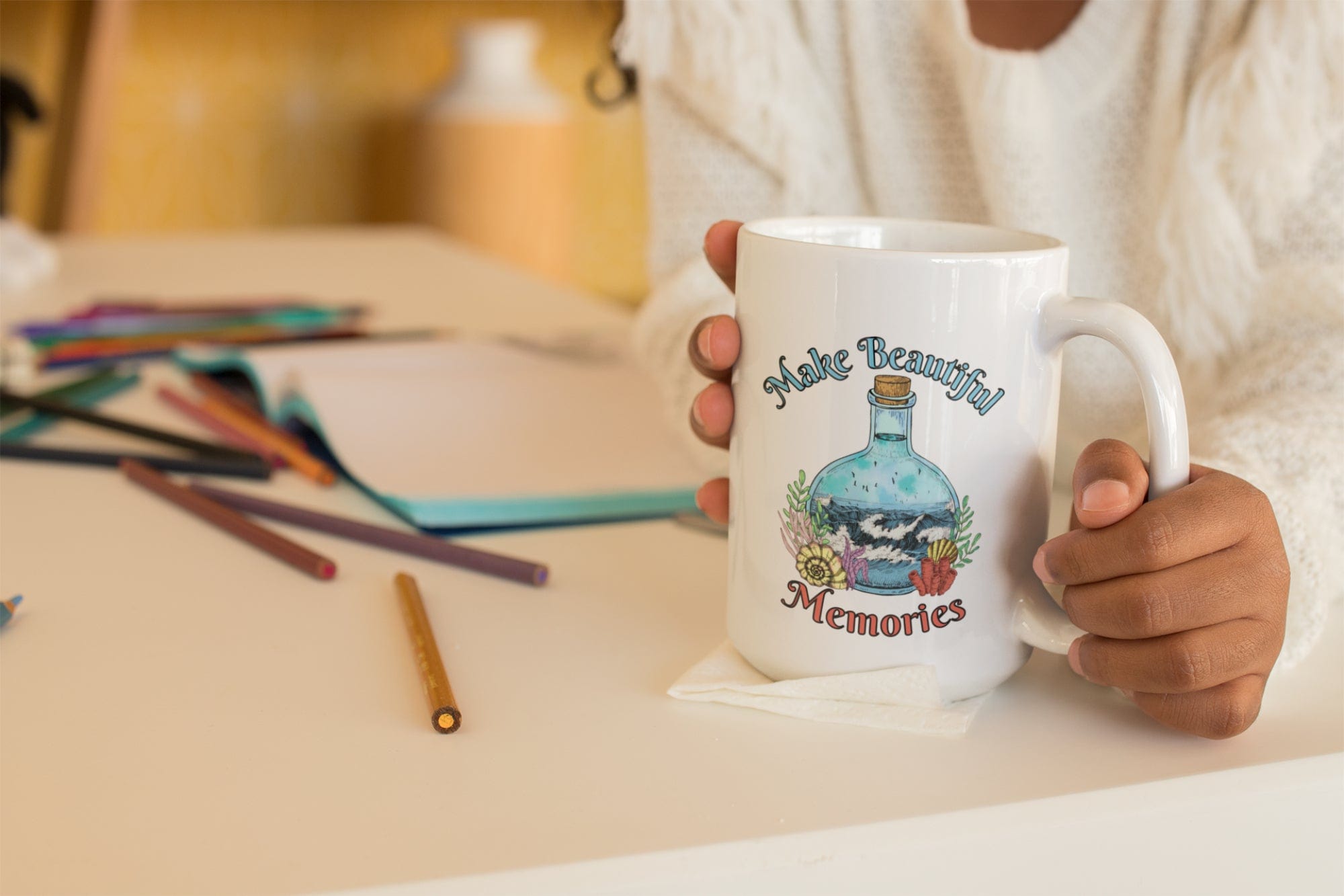 Printify Mug 15oz Coffee Mug, Ocean Coffee Mug, Beach Mug, Beach Gift, Nature Mug, White 15 oz Ceramic, Gift for Her or Him, Free Shipping 26288862495383122177