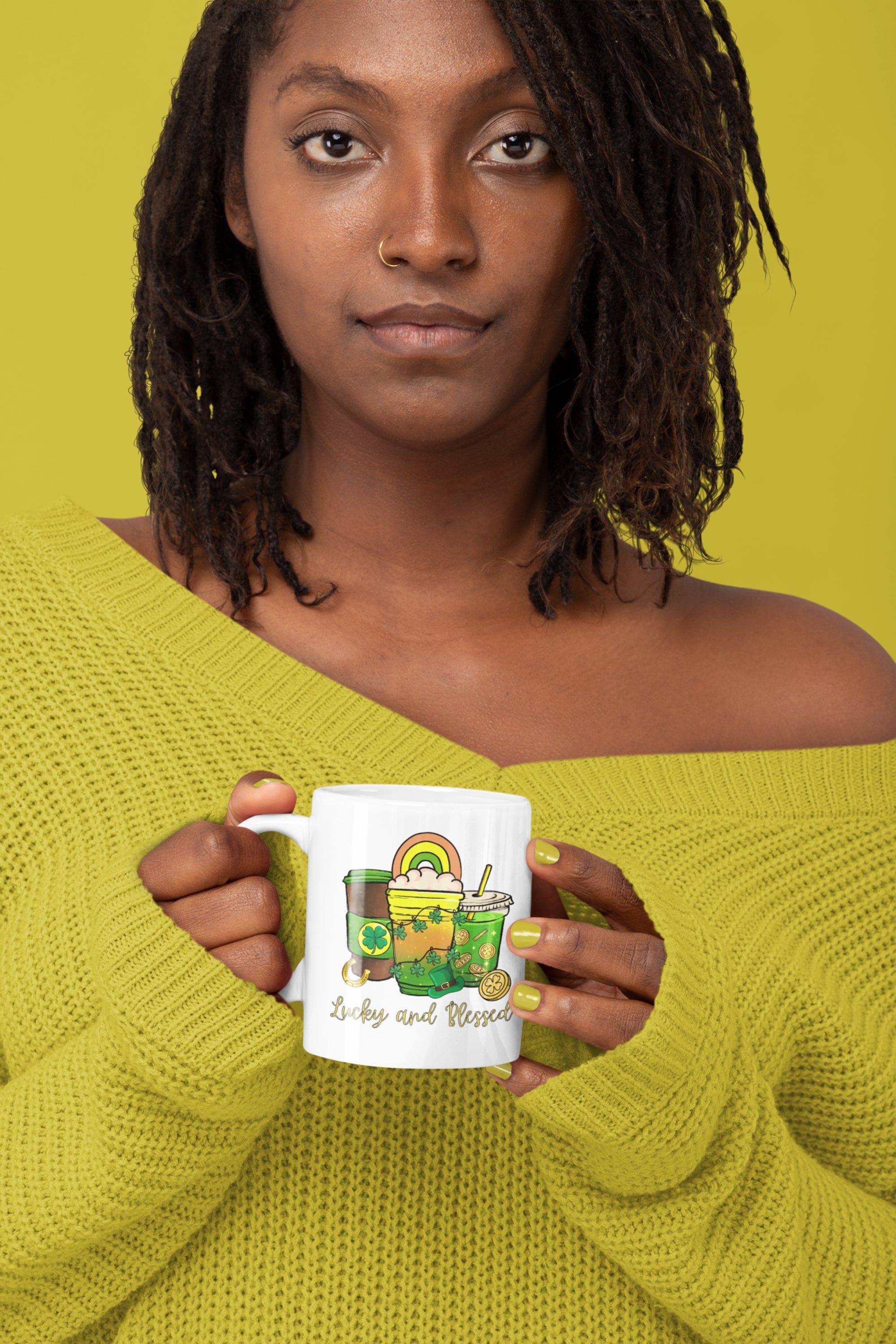 Printify Mug 11oz Coffee Mug, St. Patrick's Day Coffee Mug, St Patrick's Day Gift, Birthday Gift, Lucky Mug, White 11 oz Ceramic, Gift for Her, Free Shipping 26433396330670443105